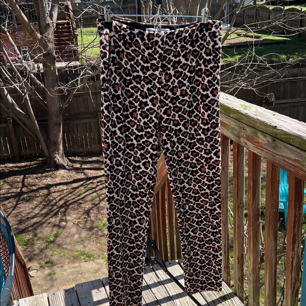 Diane Von Furstenberg Leopard Print Pants - Black Brown Cream